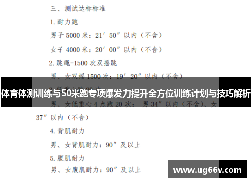 体育体测训练与50米跑专项爆发力提升全方位训练计划与技巧解析